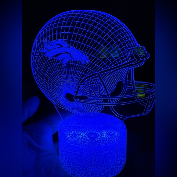 Denver Broncos 3D LED Football Helmet Night Light - Picture 5 of 8